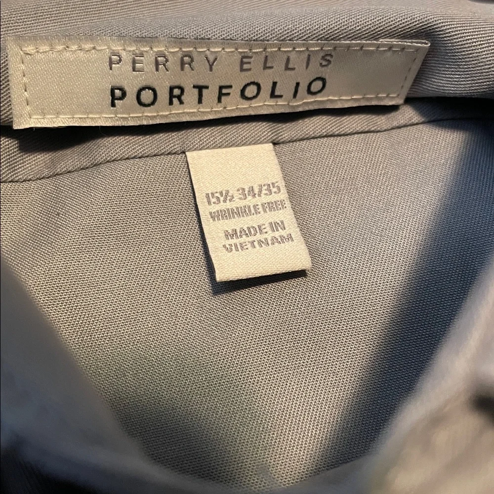 PERRY ELLIS Slim Fit Dress Shirt, Men’s Neck 15.5”, Cement Gray